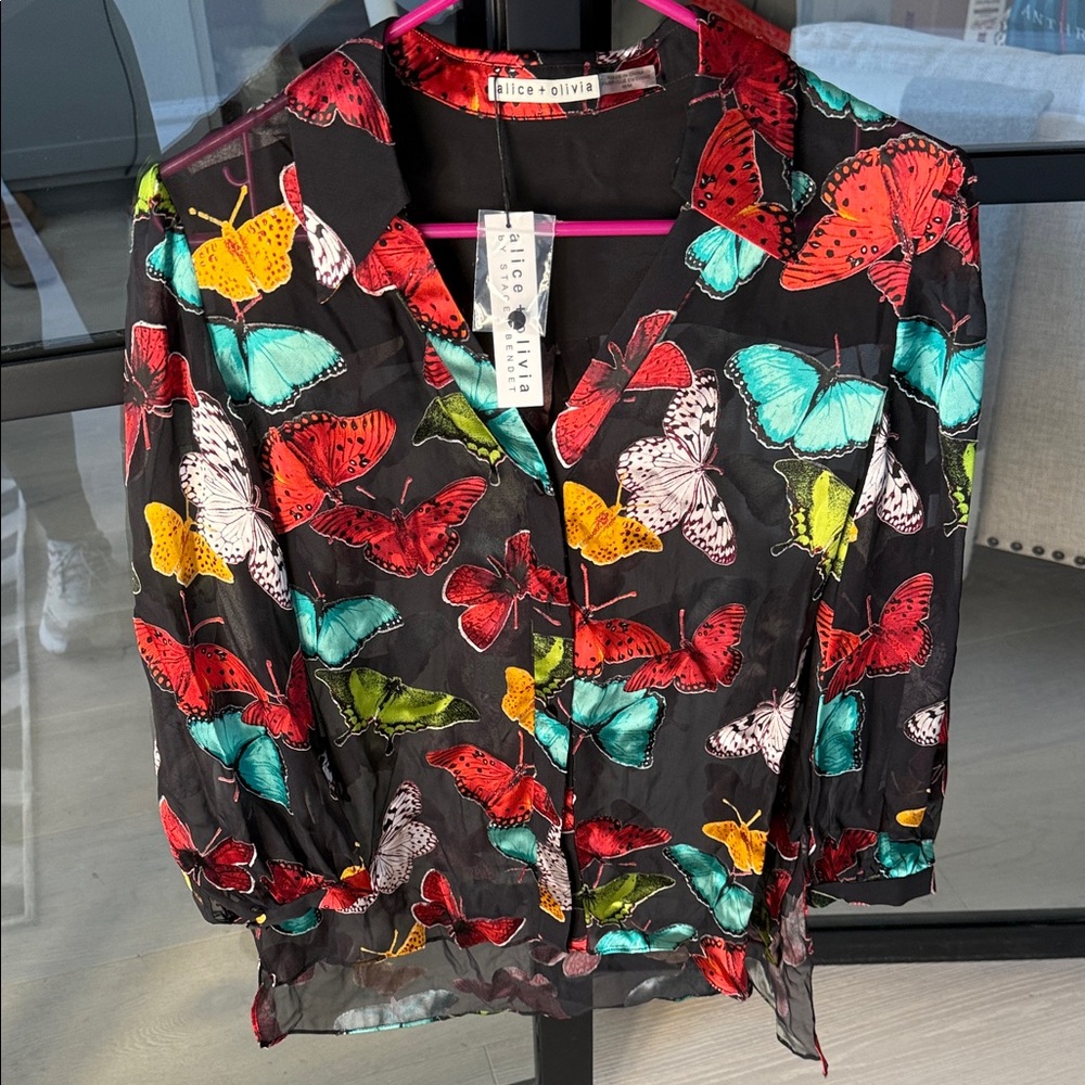 Alice + Olivia Multicolor Butterfly Blouse